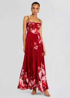 Hot - Tuhi Corseted Long Dress - Burgundy Mix Long Dresses | Dresses