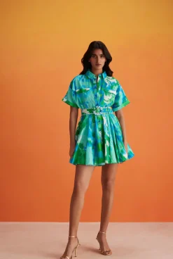 Outlet - Vida Short Dress - Blue Green Dresses | Mini Dresses
