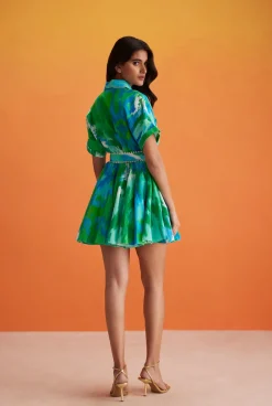 Outlet - Vida Short Dress - Blue Green Dresses | Mini Dresses