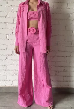 Hot - Yuri Flared Pants - Pink Flare | Pants