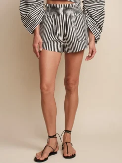 Fashion - Mira Shorts - Black and White Stripe Shorts