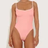 New - Pamela Swim Contrast - Peach/White One Piece