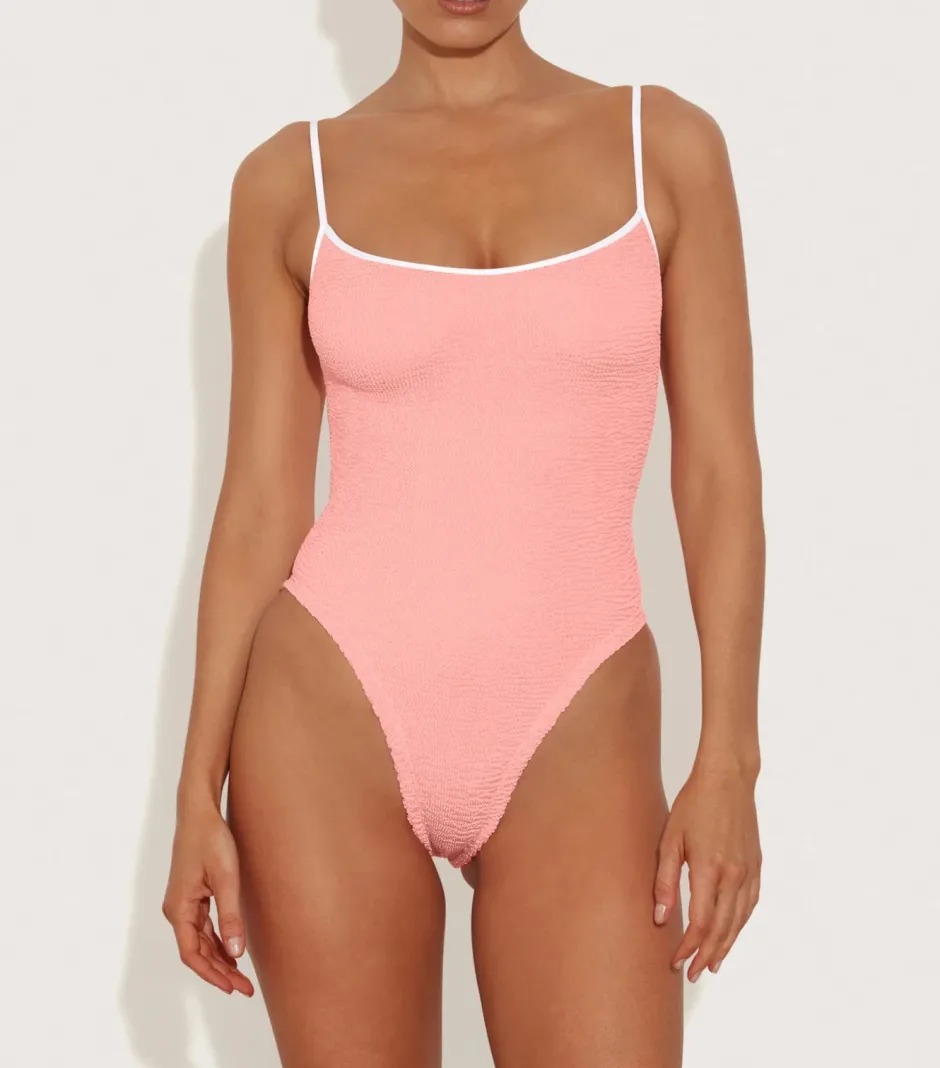 New - Pamela Swim Contrast - Peach/White One Piece