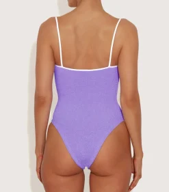 Clearance - Pamela Swim Contrast - Lilac/White One Piece
