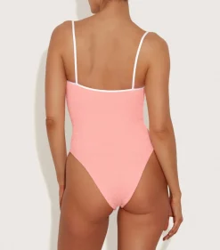 New - Pamela Swim Contrast - Peach/White One Piece