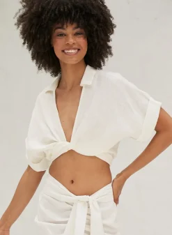 Hot - Chiara Top - White Crop Tops