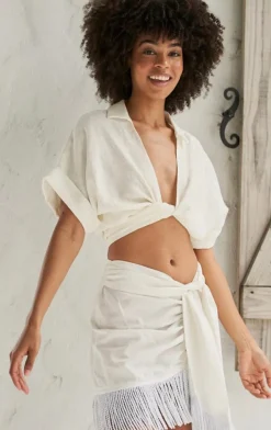 Hot - Chiara Top - White Crop Tops