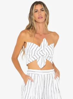 Clearance - Clementine Top - B/W Stripe Crop Tops