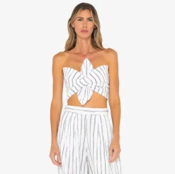Clearance - Clementine Top - B/W Stripe Crop Tops