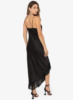 Online - Lagos Fringe Dress - Black Dresses | Midi