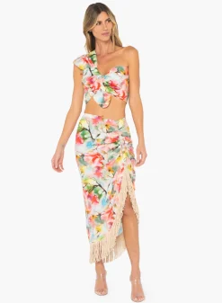 Clearance - Mallorca Floral Skirt - Multi Floral Long Skirts
