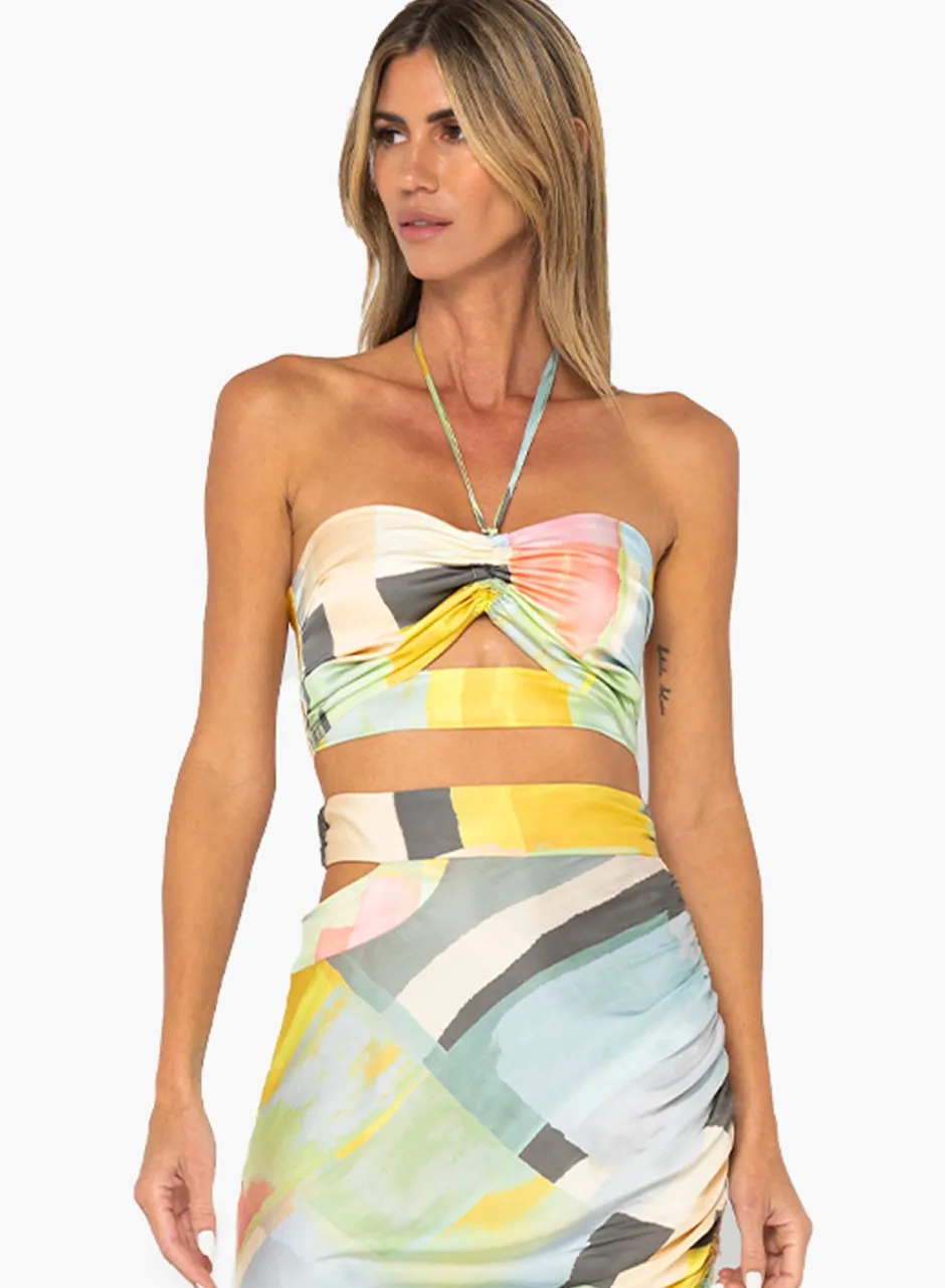 Discount - Nova Top - River Abstract Crop Tops