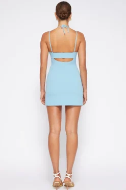 Clearance Jonathan - Vanesa Draped Mini Dress - Celeste Blue Dresses | Mini Dresses