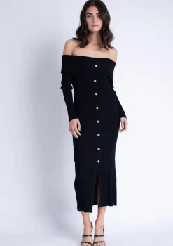 Hot - Alana Knit Midi Dress - Black Long Dresses | Midi
