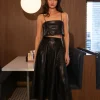 New - Ava Vegan Leather Skirt - Black Long Skirts