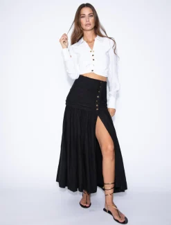 New - Bette Midi Skirt - Black Long Skirts