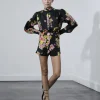 Discount - Felicity Print Blouse - Black Tuscan Flowers Blouses