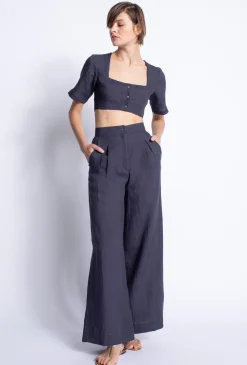 Clearance - Soll Linen Pants - Navy Pants