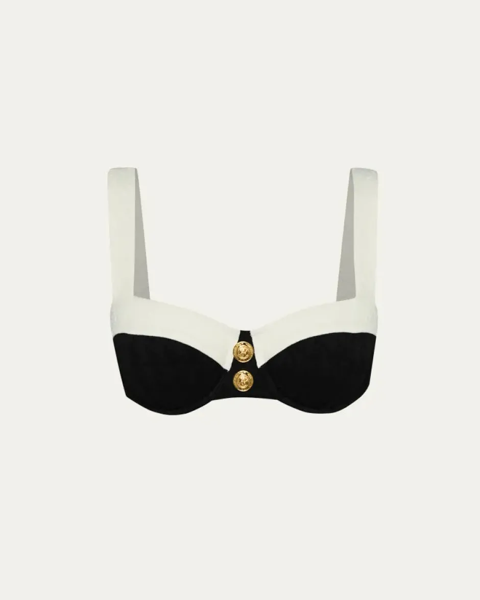 New - Alexandria Colorblock Bikini Top - Black Bikini