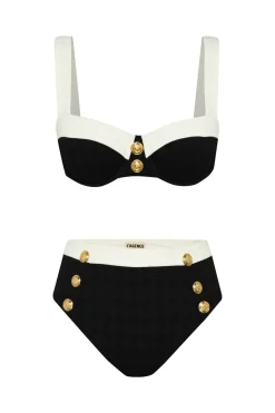 New - Alexandria Colorblock Bikini Top - Black Bikini