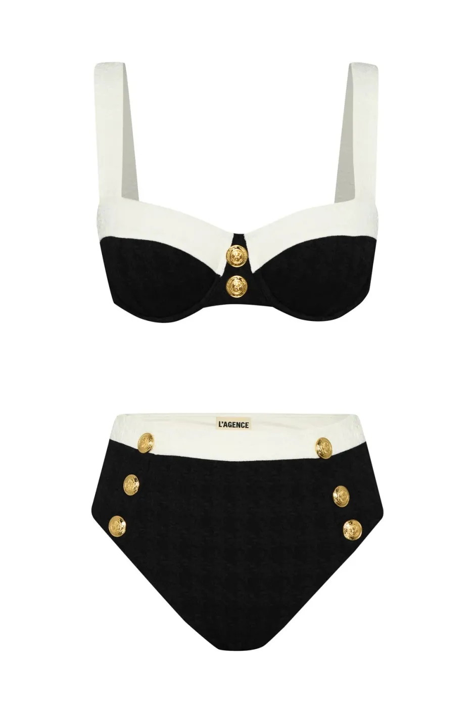 New - Alexandria Colorblock Bikini Top - Black Bikini