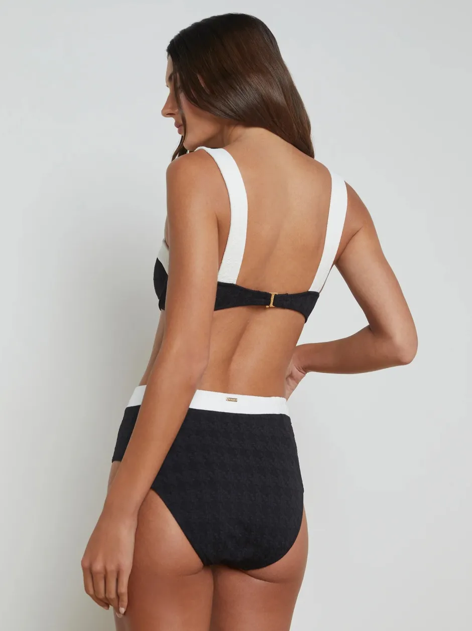 New - Alexandria Colorblock Bikini Top - Black Bikini