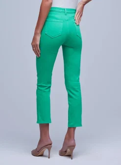 Hot L’agence - Alexia H/R Crop Cigarette - Grass Green Denim | All Denim