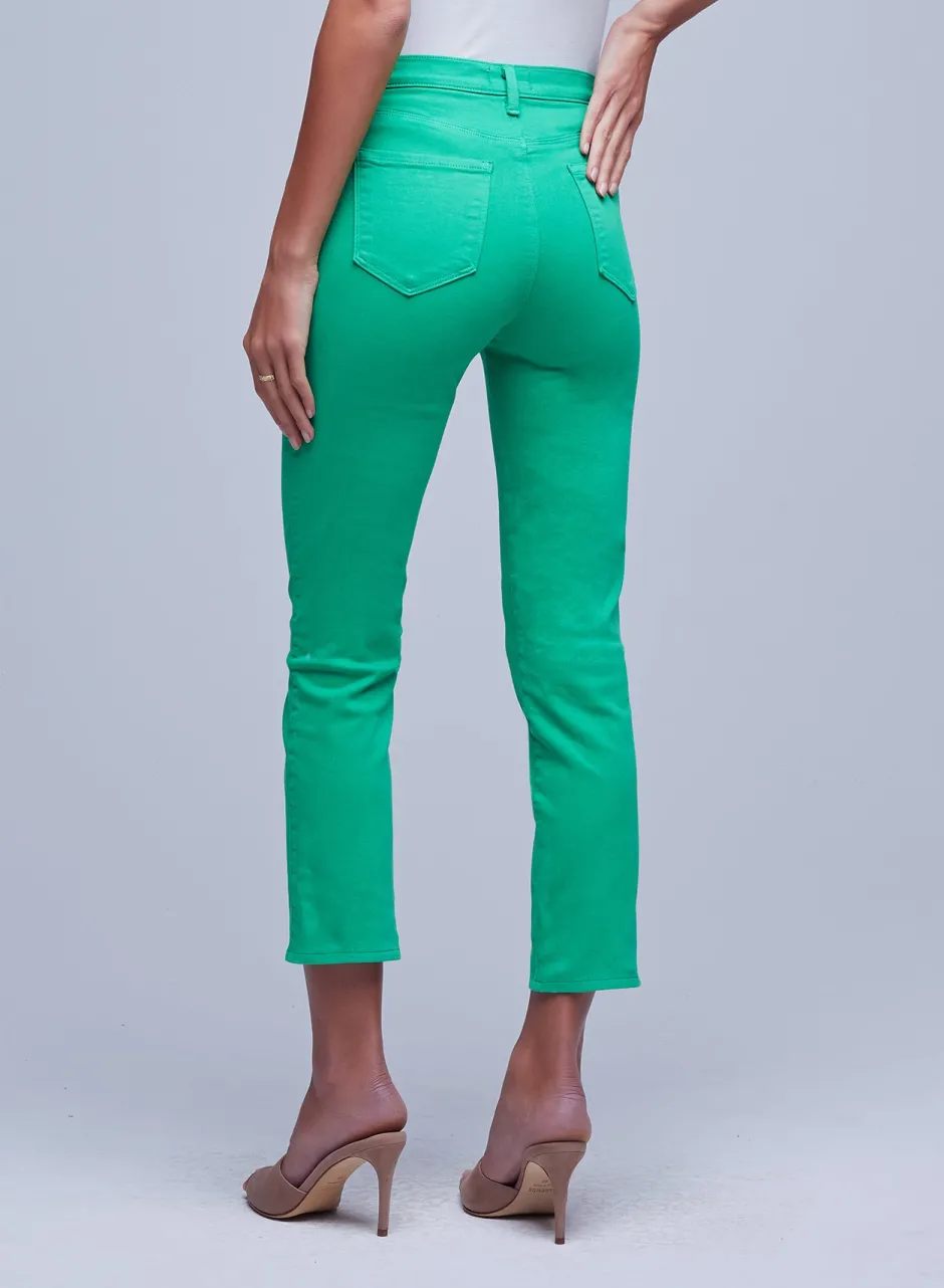Hot L’agence - Alexia H/R Crop Cigarette - Grass Green Denim | All Denim