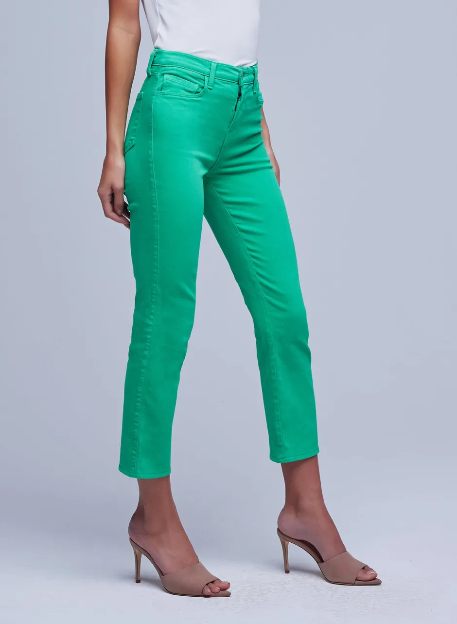 Hot L’agence - Alexia H/R Crop Cigarette - Grass Green Denim | All Denim