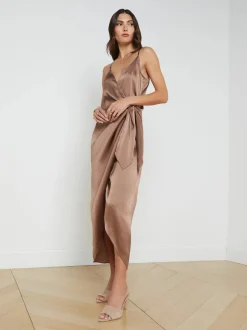 New L’agence - Amilia Silk Wrap Dress - Sparrow Dresses | Midi