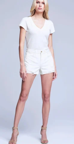 Sale L’agence - Audrey Short - Vintage White Destruct Denim | All Denim