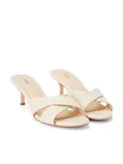 Outlet L’agence - Aveline Kitten Heel Sandal - Ecru Leather Shoes