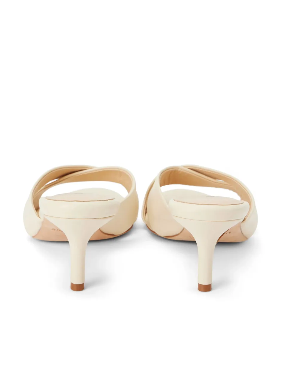 Outlet L’agence - Aveline Kitten Heel Sandal - Ecru Leather Shoes