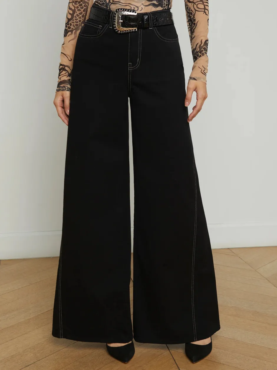Sale - Beau Wide-Leg Jean - Noir/Mothergoose Denim | All Denim