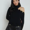 New - Brixie Cutout Turtleneck - Black/Gold Sweaters & Knits