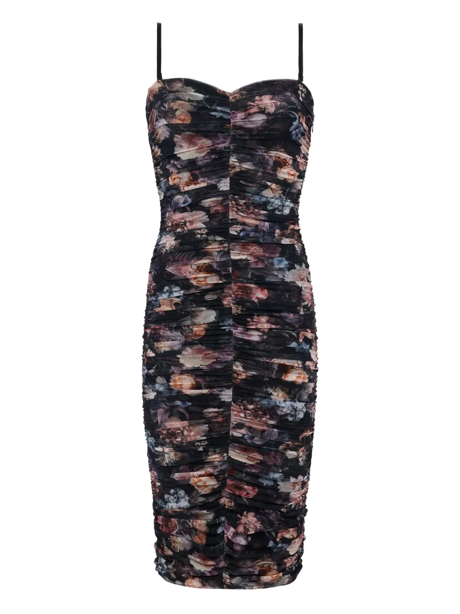 Hot L’agence - Caprice Dress - Black Lack Multi Vintage Oil Flower Florals | Floral Dresses