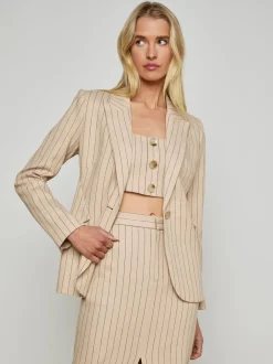 Discount L’agence - Chamberlain Blazer - Tan/Brown Pinstripe Blazers