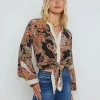 Fashion L’agence - Charlize Silk Blouse - Tonal Tan Paisley Medallion Blouses