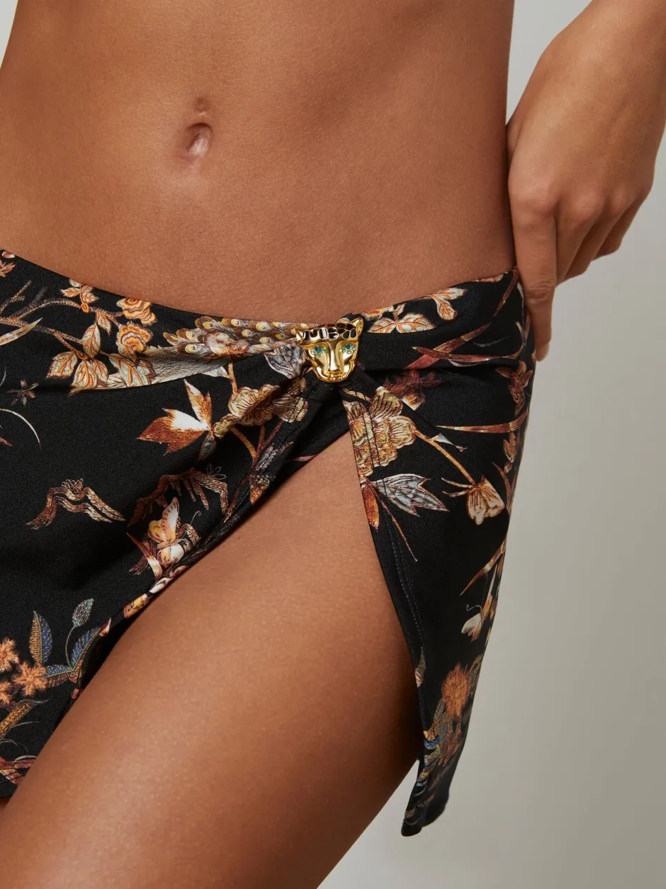 Sale - Coco Mini Skirt Cover-Up - Black Multi Tapestry Jungle Print Coverups | Mini Skirts