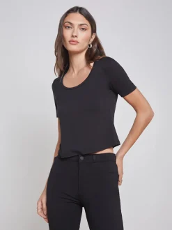 Online L’agence - Dana Tee - Black Crop Tops