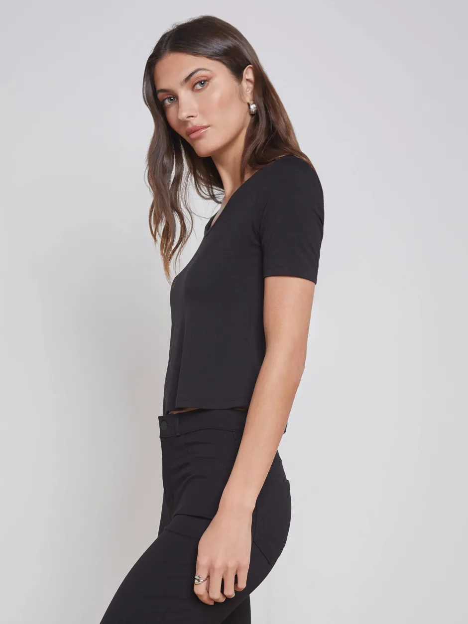 Online L’agence - Dana Tee - Black Crop Tops