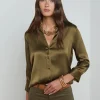 New L’agence - Dani Silk Blouse - Pine Blouses