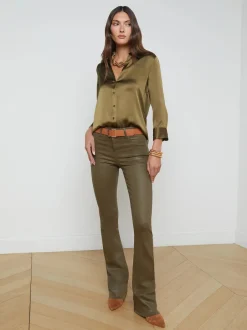New L’agence - Dani Silk Blouse - Pine Blouses