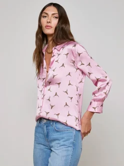 Fashion - Dani Silk Blouse - Blush/Bronze Bulls Head Blouses