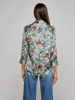 Best - Dani Silk Blouse - Multi Mix Turquoise Rings Blouses