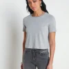 Discount L’agence - Donna Tee - Heather Grey Crop Tops