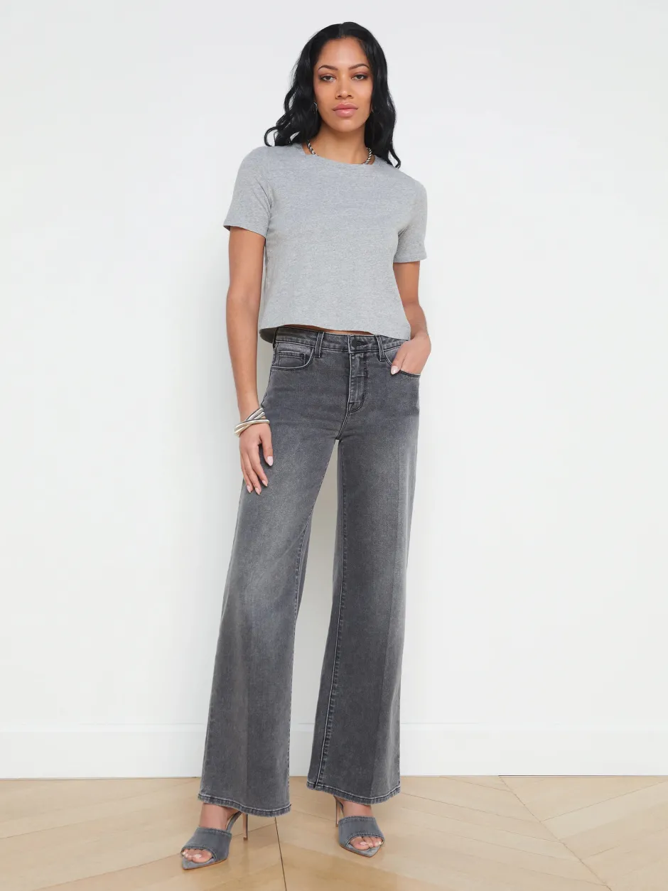 Discount L’agence - Donna Tee - Heather Grey Crop Tops