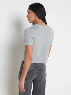 Discount L’agence - Donna Tee - Heather Grey Crop Tops