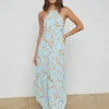 Sale - Elise Halter Midi Dress - Sky Blue Multi Chain Coverups | Midi