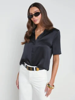 New L’agence - Ellah Silk Blouse - Black Blouses